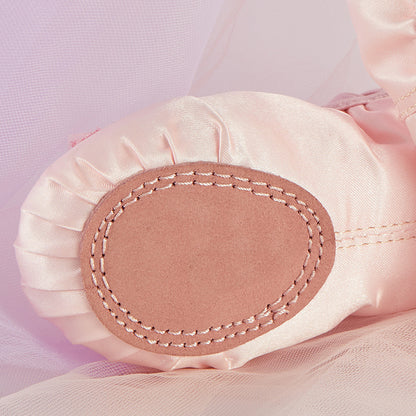 missfiona Girls Satin Ballet Shoes Butterfly Dance Slippers for Toddler/Kid with Split Leather Sole