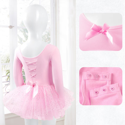Girls Sparkle Ballet Dance Dress Tutu Skirt Leotard Glitter Ballerina Outfit Activewear Cloth