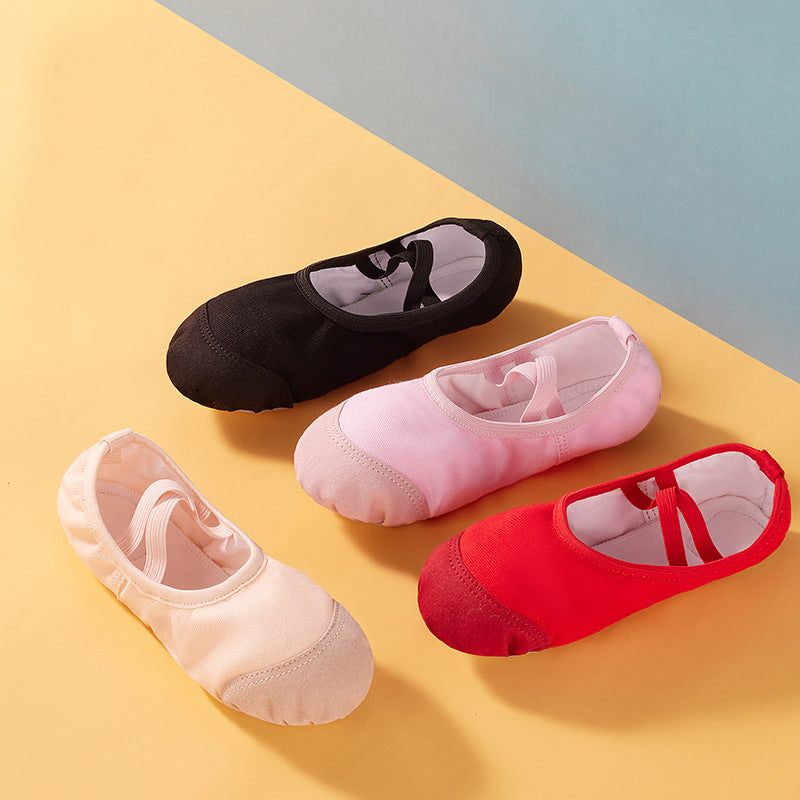missfiona Girls Leather Toe Ballet Shoes Canvas Ballet Dance Slippers for Toddler/Kids/Women