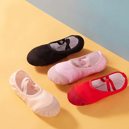 missfiona Girls Leather Toe Ballet Shoes Canvas Ballet Dance Slippers for Toddler/Kids/Women