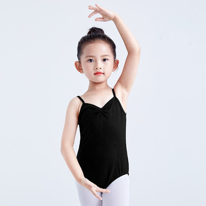 Girls Camisole Dance Leotard Kids Mesh Low V Back Ballet Gymnastic Leotard Activewear