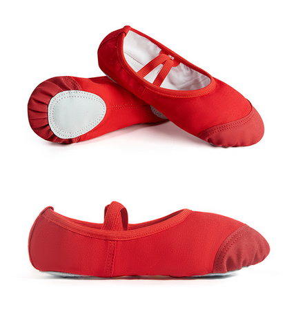 missfiona Girls Leather Toe Ballet Shoes Canvas Ballet Dance Slippers for Toddler/Kids/Women