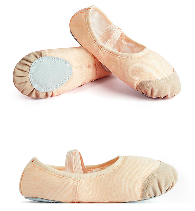 missfiona Girls Leather Toe Ballet Shoes Canvas Ballet Dance Slippers for Toddler/Kids/Women