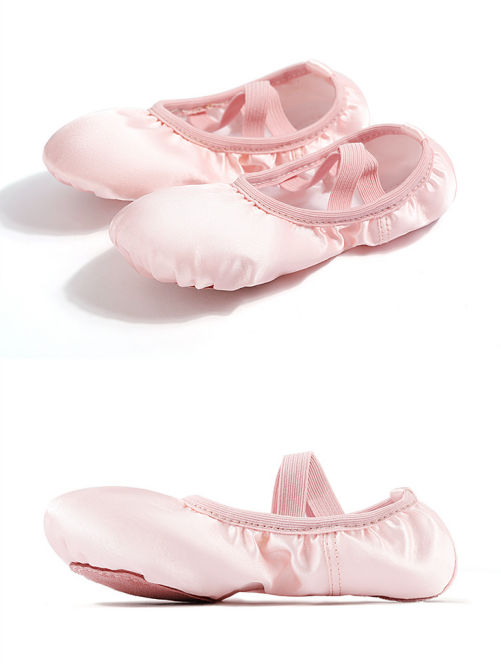 Girls Satin Ballet Shoes for Dancing Split Sole Ballroom Slipper Leather Sole Flat for Women