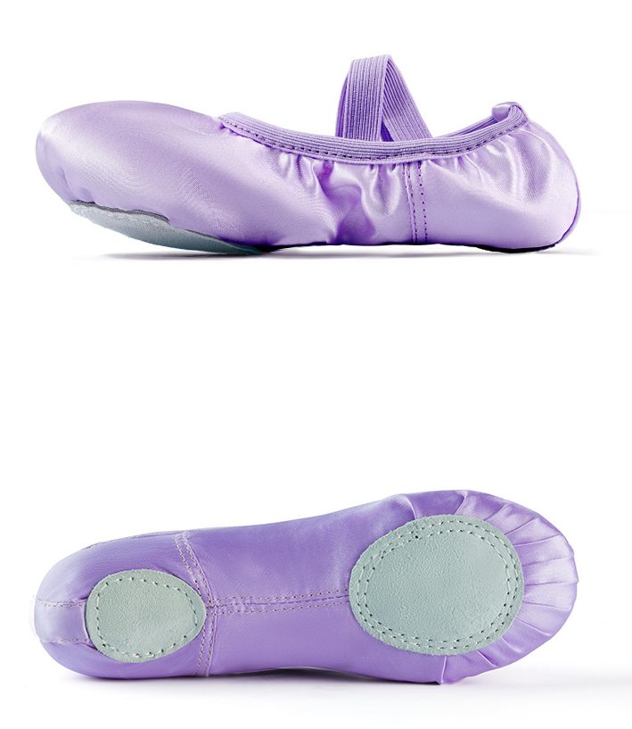 Girls Satin Ballet Shoes for Dancing Split Sole Ballroom Slipper Leather Sole Flat for Women