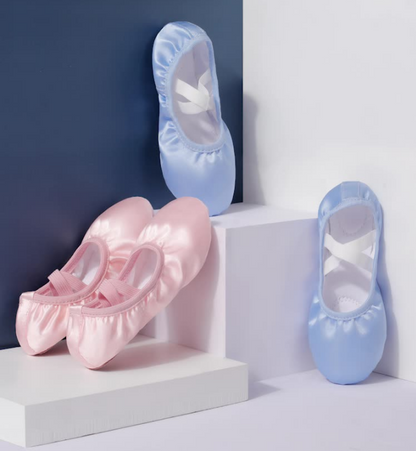 Girls Satin Ballet Shoes for Dancing Split Sole Ballroom Slipper Leather Sole Flat for Women