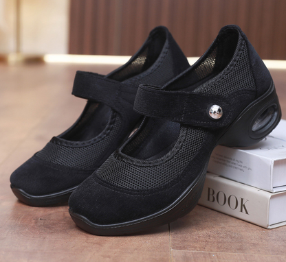 missfiona Womens Mary Jane Dance Sneakers Thick sole Walking Shoes with Air Cushion Platform