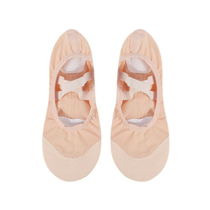 Elastic Mesh Canvas Ballet Dance Shoes for Women Breathable Ballet Shoes Adult Dance Flat with Split Sole