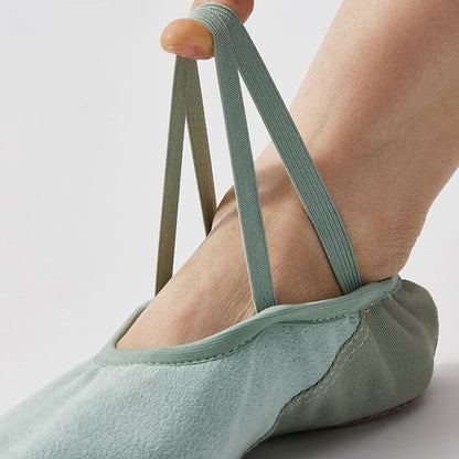 Two Tone Suede Splicing Ballet Shoes for Women 2025 Leather Sole Dancing Flat for Adult
