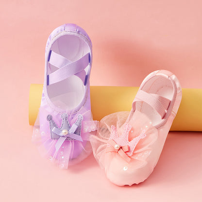 Cute Satin Ballet Shoes for Girls No Drawstring Slip On Dance Practice Ballroom Flat