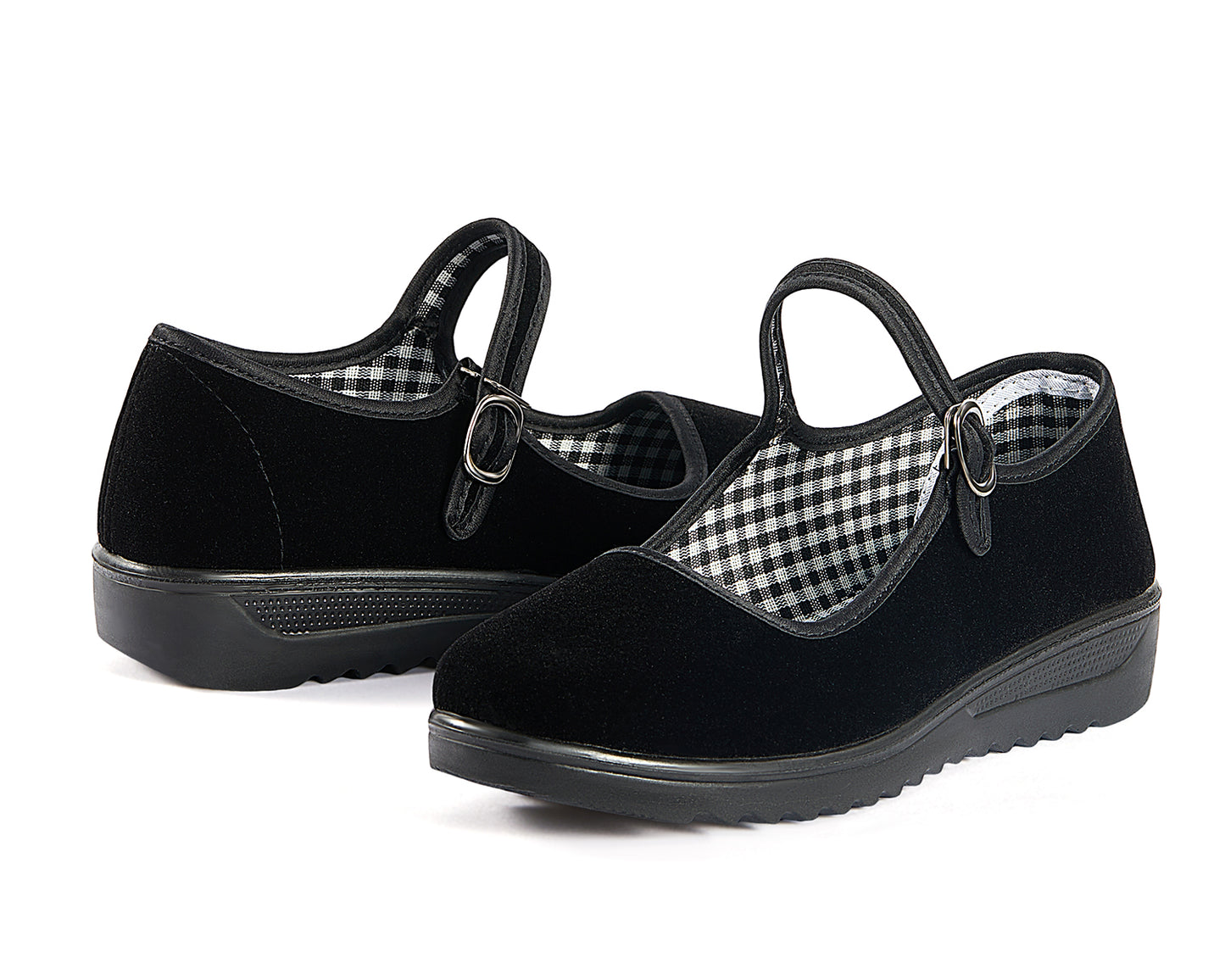 missfiona Black Velvet Mary Jane Shoes for Women China Dance Flat Old Beijing Cloth Walking Shoes