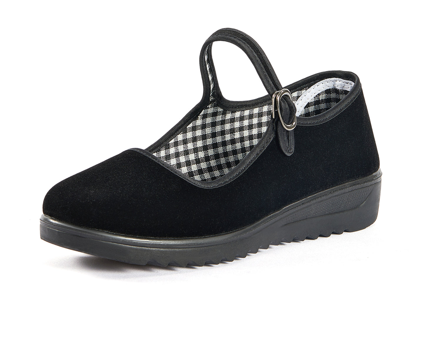 missfiona Black Velvet Mary Jane Shoes for Women China Dance Flat Old Beijing Cloth Walking Shoes
