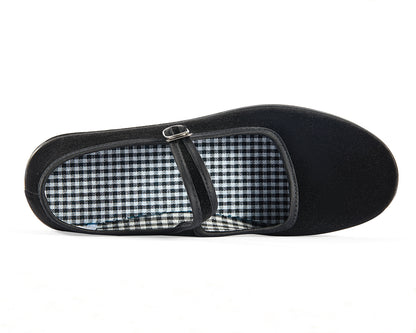 missfiona Black Velvet Mary Jane Shoes for Women China Dance Flat Old Beijing Cloth Walking Shoes