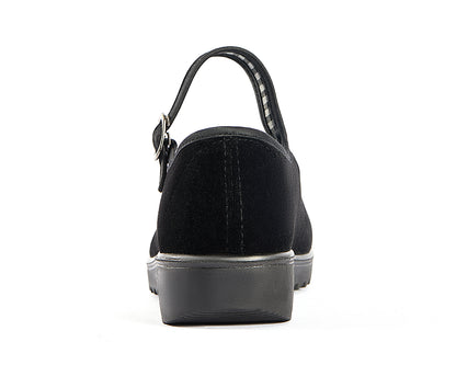 missfiona Black Velvet Mary Jane Shoes for Women China Dance Flat Old Beijing Cloth Walking Shoes