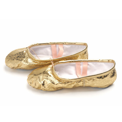 Girls Dotted PU Leather Ballet Belly Slippers Dance Shoes Split-Sole Gymnastics Yoga Shoes