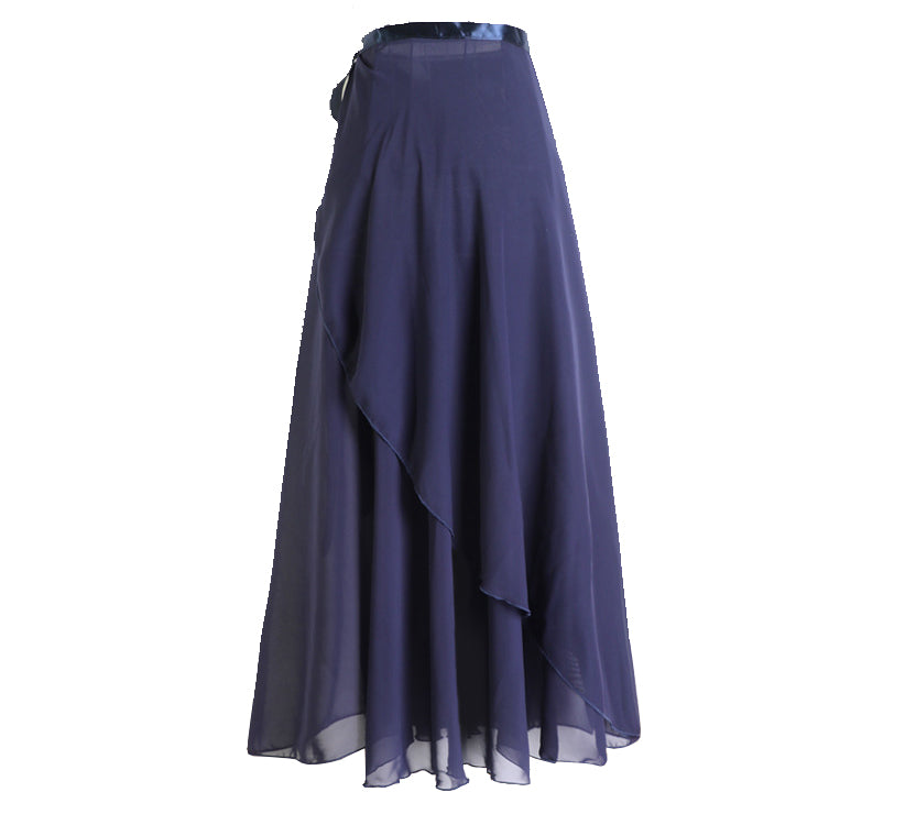 Womens Ballet Leotard Wrap Dress Long Chiffon Ballet Dress Training Wear