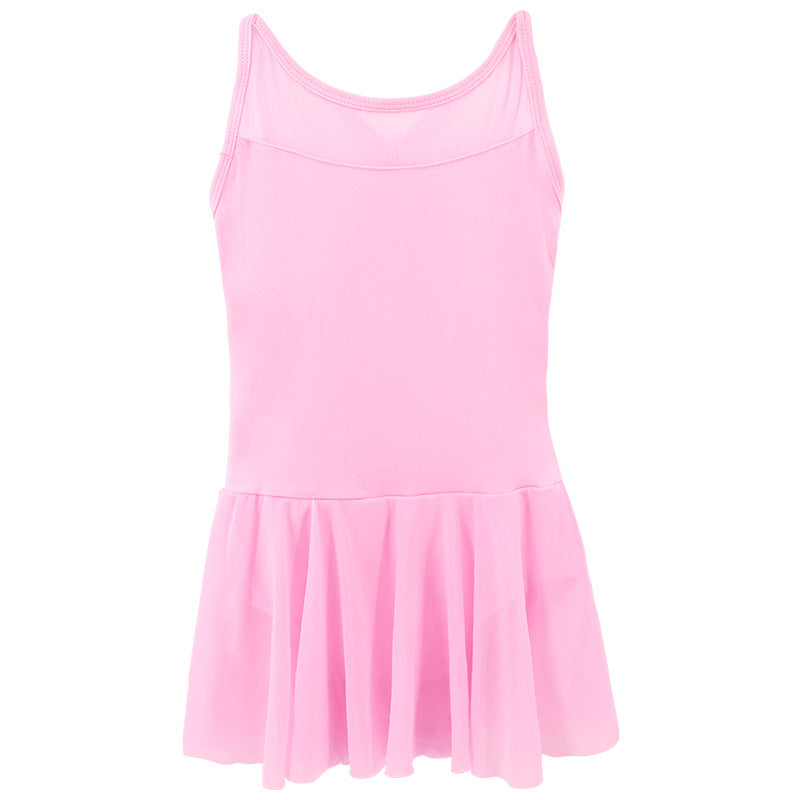 Girls Mesh Top Tank Dance Dress Leotard Practice Ballet Cloth with Chiffon Skirt