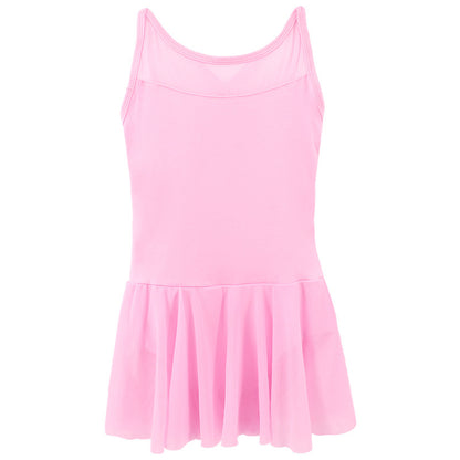 Girls Mesh Top Tank Dance Dress Leotard Practice Ballet Cloth with Chiffon Skirt