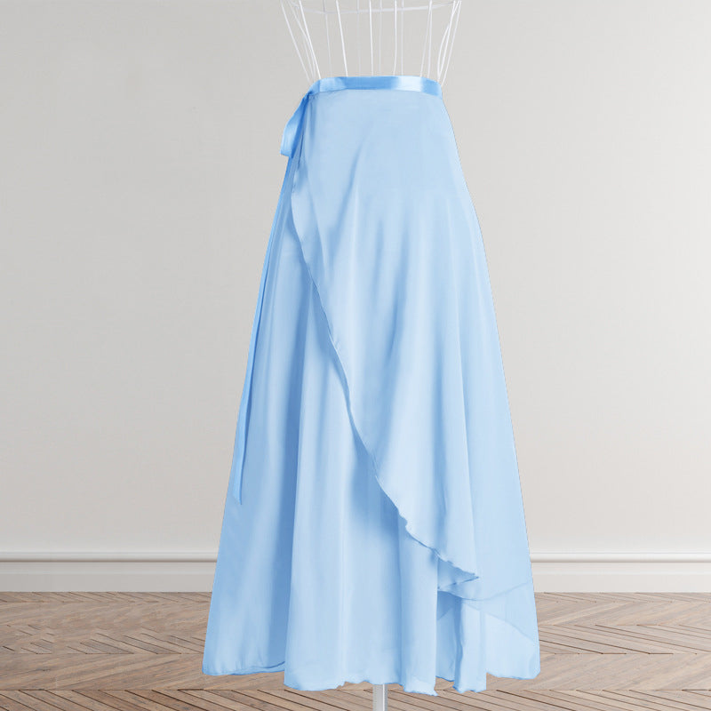 Womens Ballet Leotard Wrap Dress Long Chiffon Ballet Dress Training Wear