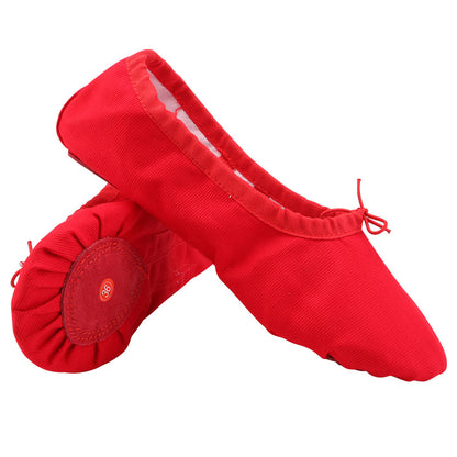 Girls Canvas Split-Sole Ballet Slippers Practice Dancing Yoga Flat Shoes