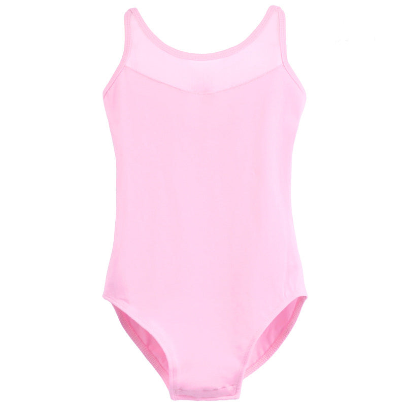 Girls Mesh Insert Tank Dance Leotard Cutout Straps Back Ballet Leotard Practice Wear