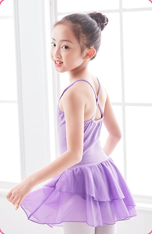 Girls Camisole Ballet Dance Dress Leotard Cotton Kids Layered Skirt Gymnastic Activewear