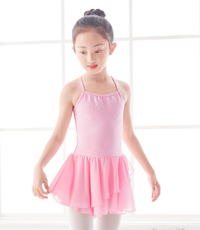 Girls Camisole Ballet Dance Dress Leotard Cotton Kids Layered Skirt Gymnastic Activewear