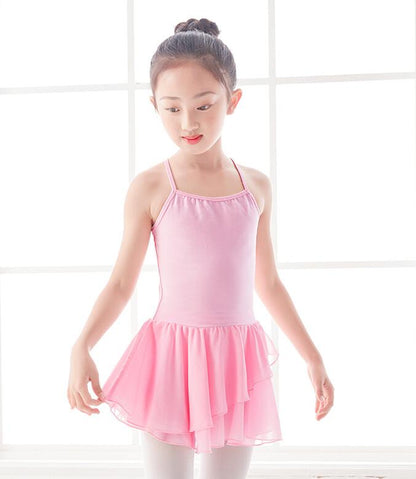 Girls Camisole Ballet Dance Dress Leotard Cotton Kids Layered Skirt Gymnastic Activewear