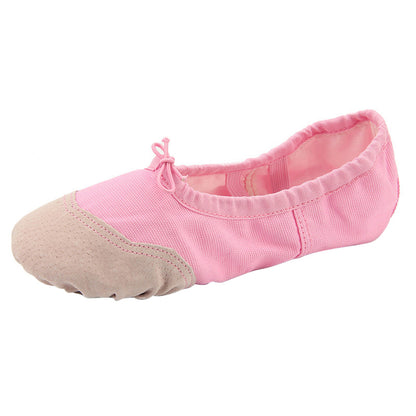 Womens Canvas Ballet Slippers Dance Shoes Split Sole Leather Toe Ballroom Belly Yoga Shoes
