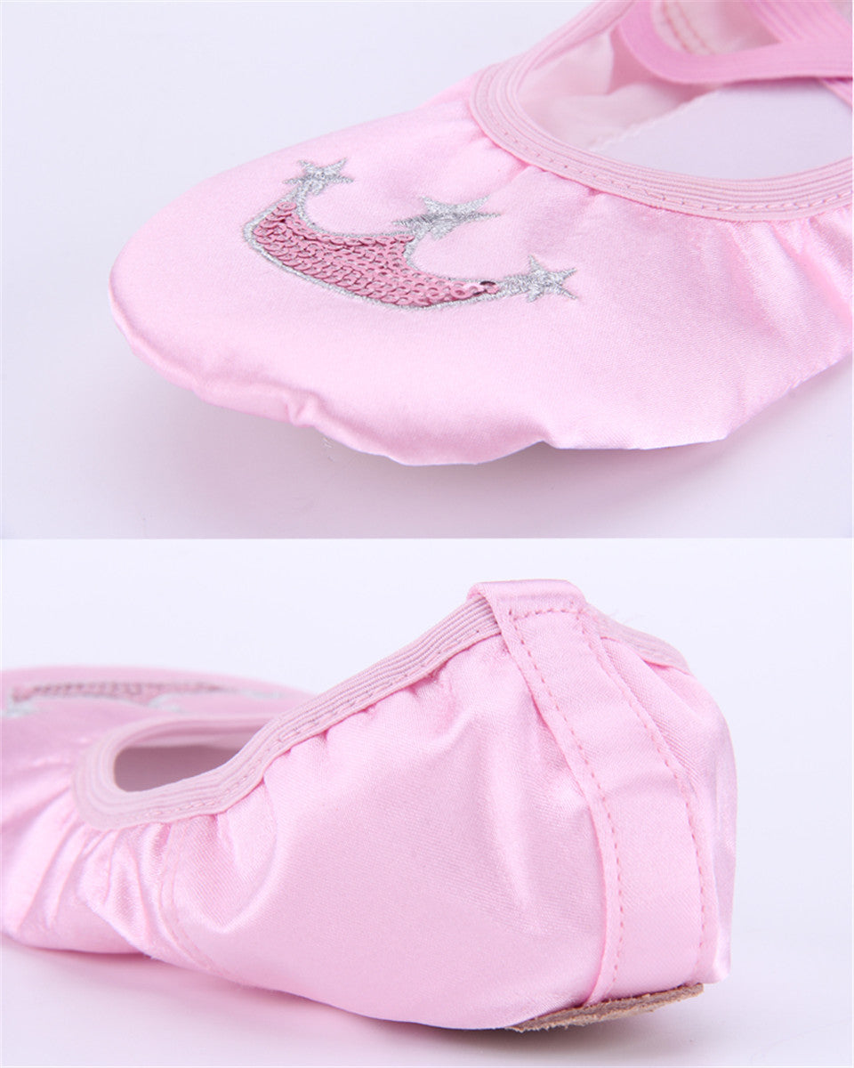 Girls Split Sole Pink Satin Ballet Slippers Ballerina Dance Slippers for Toddlers Kids