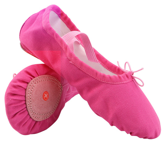 Girls Canvas Split-Sole Ballet Slippers Practice Dancing Yoga Flat Shoes