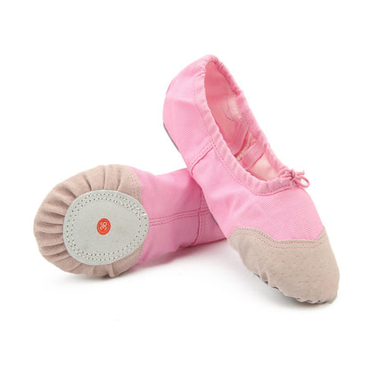 Womens Canvas Ballet Slippers Dance Shoes Split Sole Leather Toe Ballroom Belly Yoga Shoes
