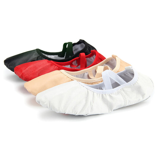 Girls Leather Ballet Shoes Dance Slippers Ballroom Practice Flat with Suede Split-Sole