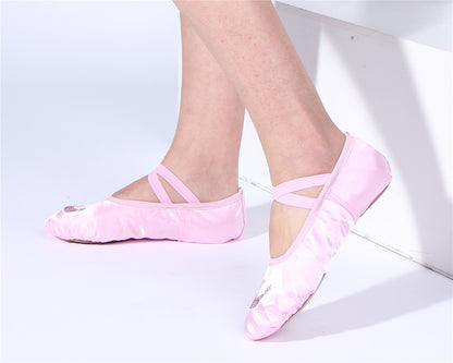 Girls Split Sole Pink Satin Ballet Slippers Ballerina Dance Slippers for Toddlers Kids