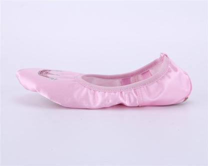 Girls Split Sole Pink Satin Ballet Slippers Ballerina Dance Slippers for Toddlers Kids