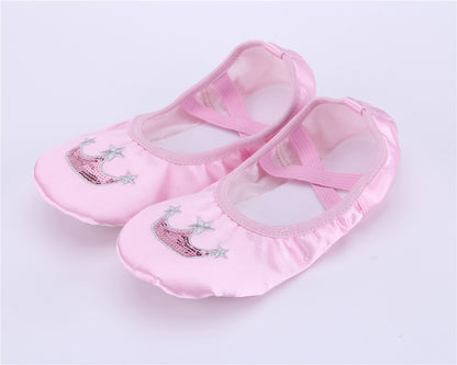 Girls Split Sole Pink Satin Ballet Slippers Ballerina Dance Slippers for Toddlers Kids