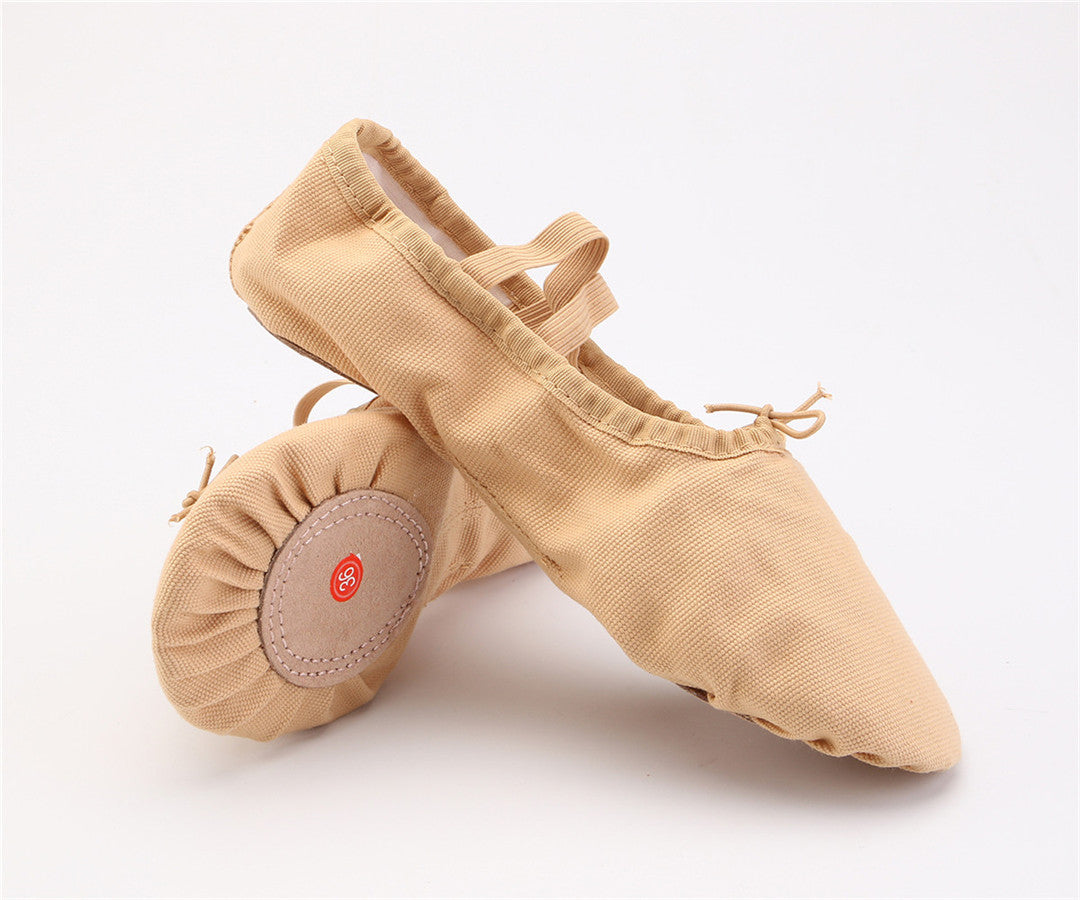 Girls Canvas Split-Sole Ballet Slippers Practice Dancing Yoga Flat Shoes