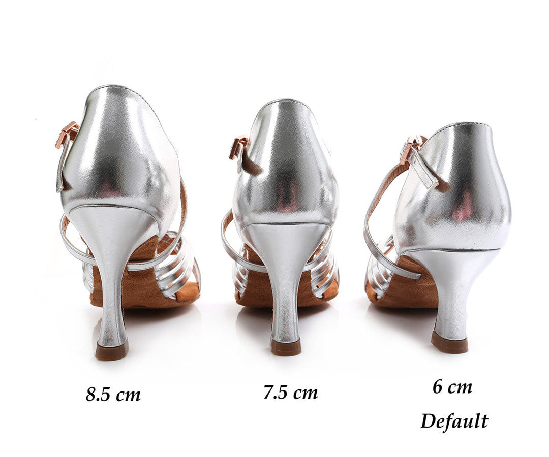 Womens PU Leather Braided Latin Salsa Dance Shoes Ballroom Peep-Toe 6cm Dancing Heels