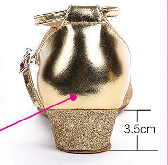 Girls Ballroom Dance Shoes Glitter Latin Tango Dancing Sandals with Suede Sole