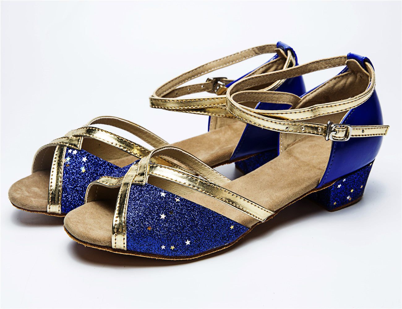 Girls Ballroom Dance Shoes Glitter Latin Tango Dancing Sandals with Suede Sole