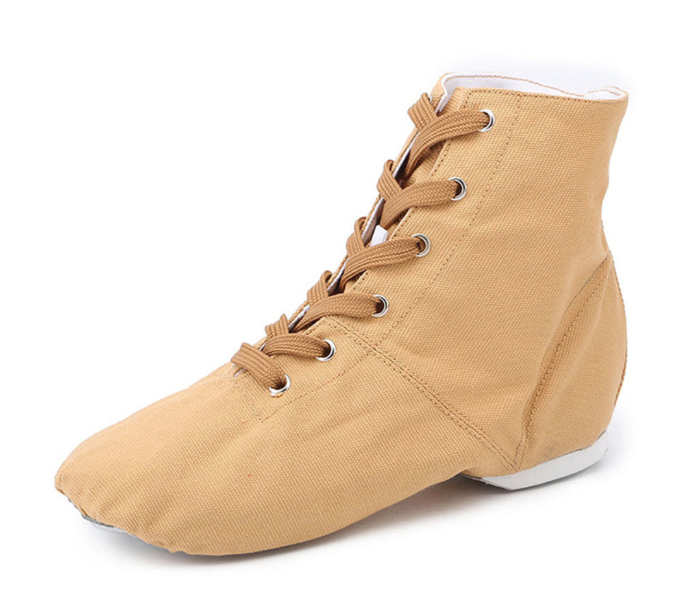 Kids Classic Canvas Over The Ankle Jazz Shoes Lace-up Ballroom Dance Boots