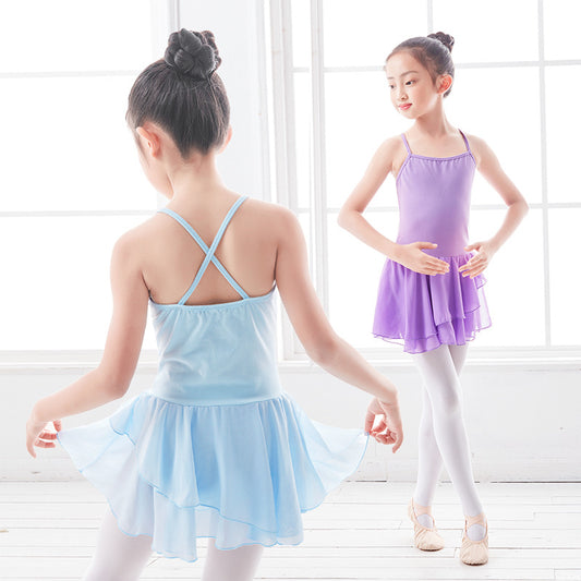 Girls Camisole Ballet Dance Dress Leotard Cotton Kids Layered Skirt Gymnastic Activewear