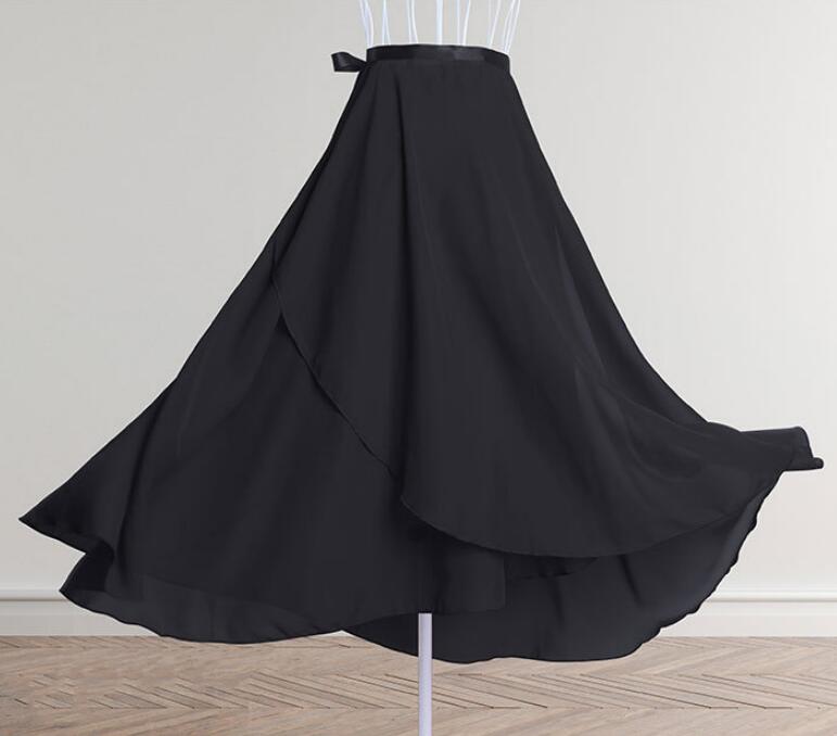 Womens Ballet Leotard Wrap Dress Long Chiffon Ballet Dress Training Wear