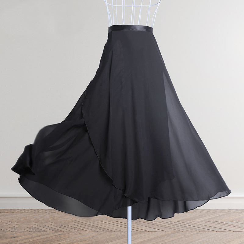 Womens Ballet Leotard Wrap Dress Long Chiffon Ballet Dress Training Wear