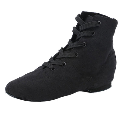 Womens Canvas Over The Ankle Jazz Dance Boots for Kids & Adult Lace-up Ballroom Modern Dance Flat