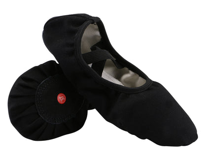 Womens Canvas Ballet Dance Shoes Elastic Band Dance Slippers Belly Flat with Split Sole