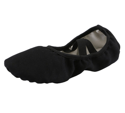 Womens Canvas Ballet Dance Shoes Elastic Band Dance Slippers Belly Flat with Split Sole