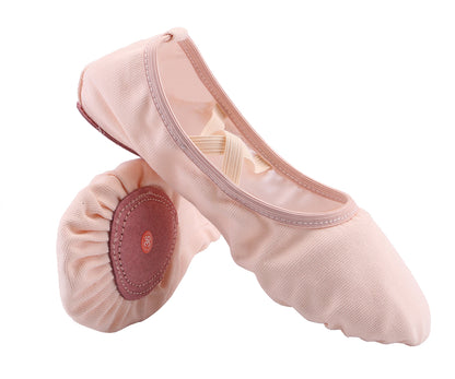Womens Canvas Ballet Dance Shoes Elastic Band Dance Slippers Belly Flat with Split Sole
