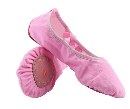 Womens Canvas Ballet Dance Shoes Elastic Band Dance Slippers Belly Flat with Split Sole
