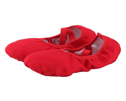Womens Canvas Ballet Dance Shoes Elastic Band Dance Slippers Belly Flat with Split Sole